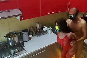 Hidden Kitchen Cam Captures Rough Milf Action!