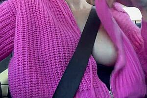 italian milf artemisia love flashes her big juicy tits while driving