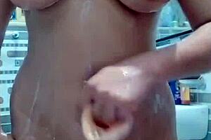 pakistani stepmom in bathroom, what are you up to with that dildo?