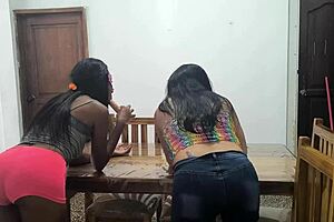 Hot mexicans masturbate their delicious pussies on the table, they are the sluttiest in the neighborhood homemade erotic video