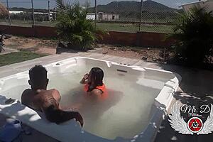 Public blowjob and doggy fuck in jacuzzi