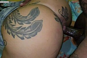 brunette milf moans loudly as big black cock creampies her ass