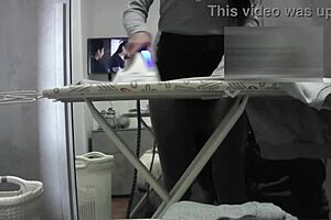 why is this housewife moaning in orgasm at home in her miniskirt?