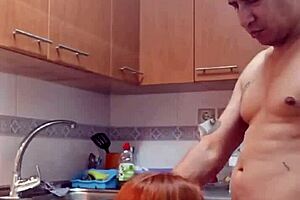 i meet my mother-in-law in the kitchen and fuck her