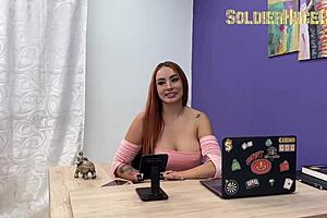 andrea castro begs soldierhugecock to fuck her before filming