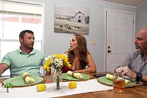 Stepmom Seduces Big Cock Stepson While Stepdad Talks Work