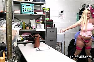 Curvy spoiled brat caught stealing perfume at work. She faces consequences in the office!