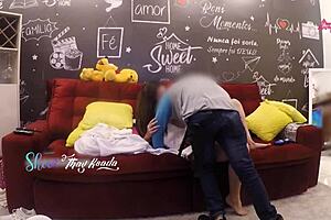 i hot wife recieving delivery man fuck me on sofa