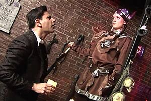 Big Cock Pounds Shaved Pussy Girl In Fishnets