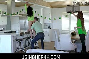 Petite teen stepdaughter used as toy on Patrick's Day