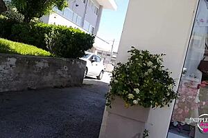 Nippleringlover Flashing Extreme Pierced Nipples and Pussy on Public Street?