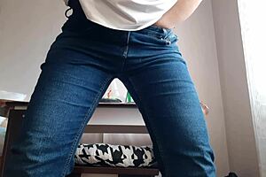 Hot Secretary with Big Tits Masturbates to Orgasm in Office Jeans