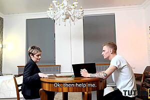 Tutor4K teacher in stockings gets quick penetration by student