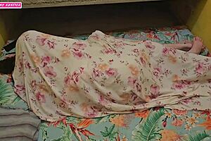 couple caught fucking under sheets, only in her ass