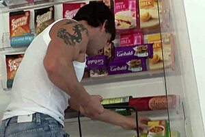 milf kat lee and kit lee have a threesome on the check out counter