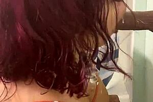 ebony milf pokes throat with big cock