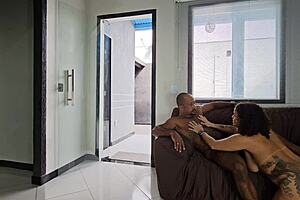 I got caught watching my friend eat that big-assed beauty's dripping pussy outdoors