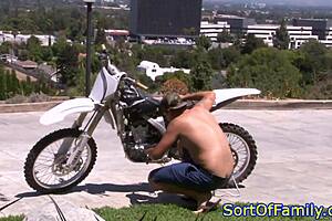 Busty stepmilf rides cock before blowjob in close up