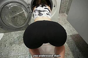 Step son helps stuck step mom in washing machine
