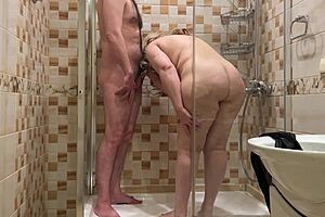 Stepmom washes stepson's dick in bathroom