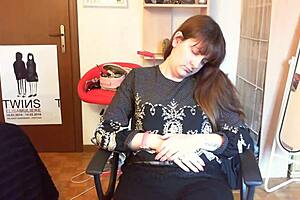 Curvy milf pees on the bathroom floor in a taboo moment