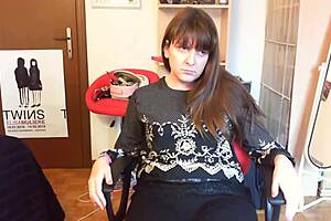 Curvy milf pees on the bathroom floor in a taboo moment