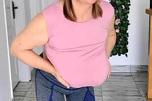 Giant Mature Boobs Swing to Music in Hot Striptease