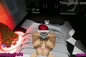 Santas little helper rides big cock in anal game?