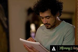 Naughty Milf Rayveness Flashes Tits While Artist Stepson Draws Her