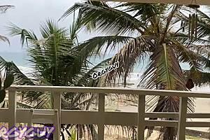 Ebony Wife Flashes at Beach House