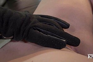 milf explores gloves fetish masturbation