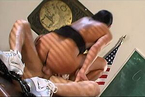 teacher ice lafox in black high heels gets fingered and fucked at school.