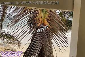 Ebony Wife Flashes at Beach House