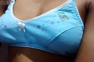 Married housewife touches her amazing boobs at home