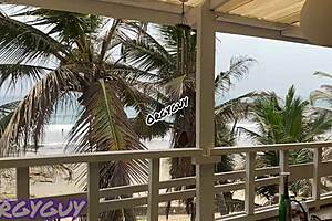 Ebony Wife Flashes at Beach House