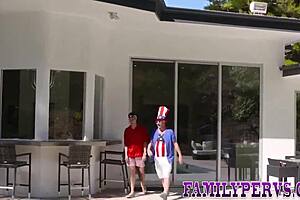 milf and teen sucking rod, getting fucked at bbq