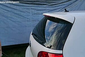 filthy kiwi mature milf pisses at campground... campers around