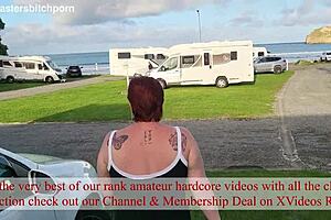 filthy kiwi mature milf pisses at campground... campers around