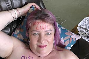 kiwi trashy milf slut gets body writing and creampie from master