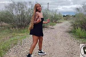 ebony girl with big ass and tits out walking upskirt in sneakers and converse