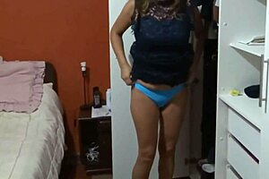 stepmother gets dressed for the party, returns excited, and undresses slowly