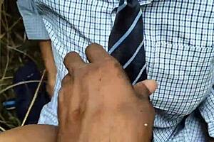 my hot indian college girlfriend fucked in jungle with cum and beautiful pussy