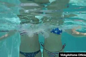 Bikini Cougars Vicky Vette And Rachel Storms Scissoring Wetly At Pool