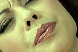 Brunette Milf Masturbates Wildly in Black Stockings!