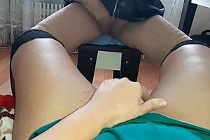 two hot secretaries masturbate in the boss's office while he's not looking