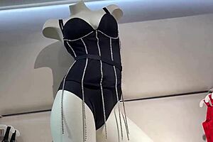 Masturbating in the stores changing room and trying on new underwear