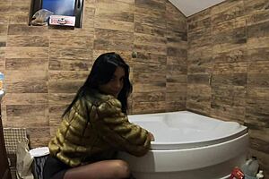 milfycalla doing pee play in bathtub with fur coat and pantyhose