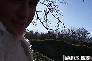 Watch Cristal Caitlin, Euro babe, ride dick outdoors in public pickup!