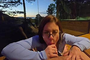 Latina Gives Blowjob to Father-in-Law on Hidden Forest Balcony