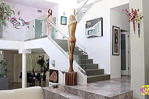 Tanning nude outdoors makes the brunette milf wet and eager to eat out the redhead